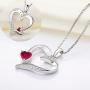 YL Heart Necklace 925 Sterling Silver Love Heart Pendant with 5MM5MM Heart Blue Sapphire/Ruby/Pink/Amethyst/Emerald/Zirconia Birthstone Women Jewelry