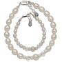 Sterling Silver Mom and Me Cultured Pearl Bracelet Set with High End Crystals for Mother and Daughter