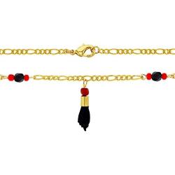 In Season Jewelry 18k Gold Plated Simulated Azabache Evil Eye Protection Necklace Figa Hand 18''