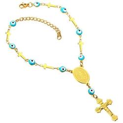 U7 Men Women Rosary Necklace Catholic Pray Gift Stainless Steel or 18K Gold Plated Classic Beads/Evil Eye/Heart Rosary Y Necklace