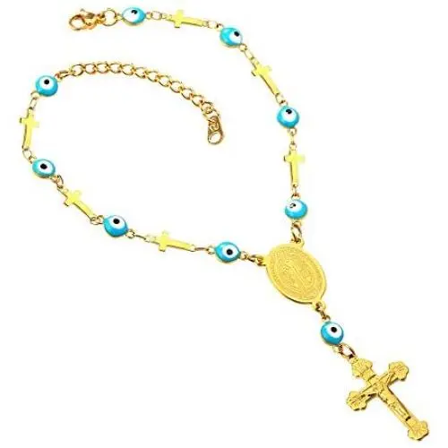 U7 Men Women Rosary Necklace Catholic Pray Gift Stainless Steel or 18K Gold Plated Classic Beads/Evil Eye/Heart Rosary Y Necklace