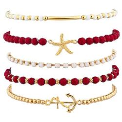 Lux Accessories Nautical Starfish Anchor Arm Candy Set (5PC)