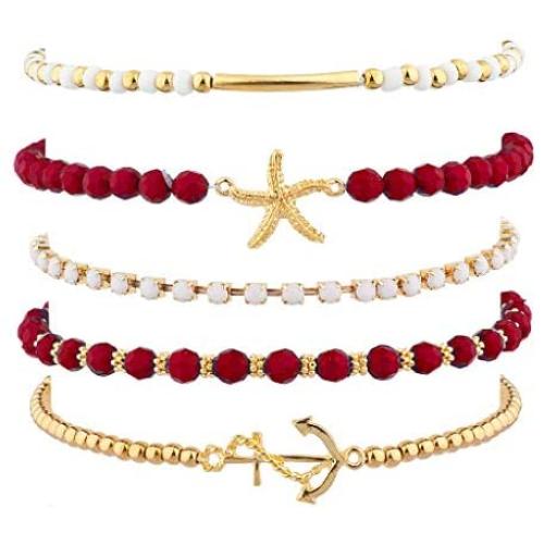 Lux Accessories Nautical Starfish Anchor Arm Candy Set (5PC)