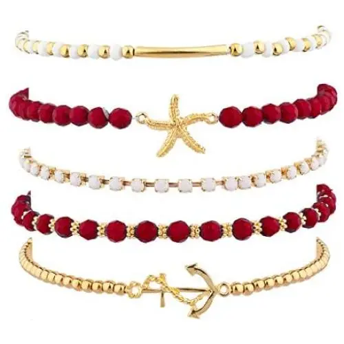 Lux Accessories Nautical Starfish Anchor Arm Candy Set (5PC) Lux Accessories Nautical Starfish Anchor Arm Candy Set (5PC)