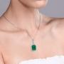 Gem Stone King Sterling Silver Green Simulated Emerald Pendant Necklace 7.10 cttw Emerald Cut 14X10MM with 18 Inch Silver Chain