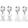 VNOX Satanic Jewerly 1-2 Pairs Church of Satan Seal of Lucifer Dangle Hinged Earrings for Men Women Teen