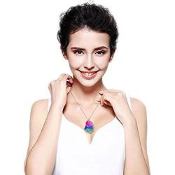 Bling Toman Healing Stone Necklaces Chakra Crystals for Women Candy Jewelry Rainbow Natural Stone Pendant Necklace Wire Wrapped Raw Amethyst