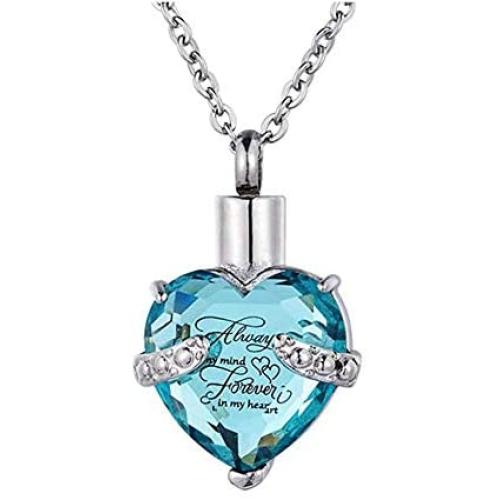 ShinyJewelry Always on My Mind Forever in My Heart Urn Necklace for Ashes Memorial Keepsake Cremation Pendant