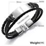 JUPPE Personalized Leather Braided Rope Bracelet Custom Engraved Stainless Steel Bangle Classic Unisex Gift