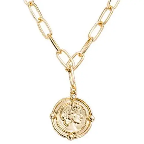 18k Gold Plated Medallion Necklace Coin Pendant Round Circle Disk Minimalist Jewelry for Women Teen Girls 18” 18k Gold Plated Medallion Necklace Coin Pendant Round Circle Disk Minimalist Jewelry for Women Teen Girls 18”
