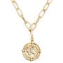 18k Gold Plated Medallion Necklace Coin Pendant Round Circle Disk Minimalist Jewelry for Women Teen Girls 18”