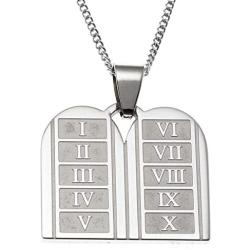 Joyful Sentiments Inspirational Jewelry Stainless Steel Ten Commandments Pendant With 18'' Necklace And 3'' Extender