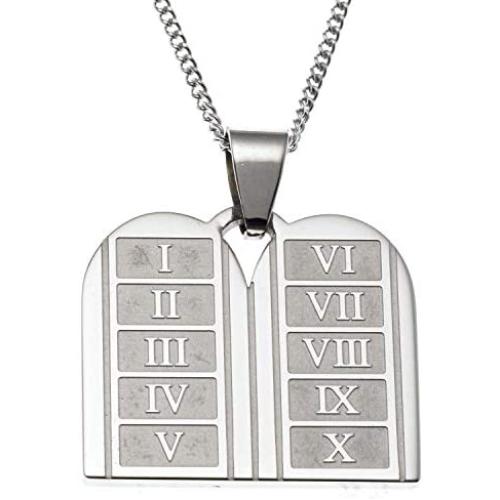 Joyful Sentiments Inspirational Jewelry Stainless Steel Ten Commandments Pendant With 18'' Necklace And 3'' Extender