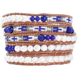 Mandala Crafts Boho Freshwater Cultured Pearl Bead Stackable Leather Wrap Bracelet Jewelry for Women