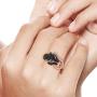 Santuzza Black Panther Spinel Rose Gold 14K Plating Rings for Women 925 Sterling Silver Leopard Head Ring