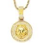 HELLOICE Holiday Gifts Iced Lion Head Pendant Circle Metal Necklace for Men Rapper 18K Gold Plated Pendant Punk Hip Hop Necklace