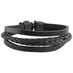 Manfnee 6-12PCS Braided Faux Leather Bracelet Punk Cuff Wrap Bracelets for Men Women Adjustable