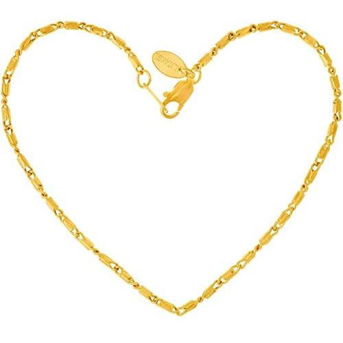 Lifetime Jewelry 2mm Rounded Scroll Anklet for Women & Girls 24k Real Gold Plated