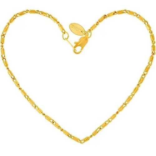 Lifetime Jewelry 2mm Rounded Scroll Anklet for Women & Girls 24k Real Gold Plated Lifetime Jewelry 2mm Rounded Scroll Anklet for Women & Girls 24k Real Gold Plated