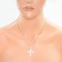 Honolulu Jewelry Company Sterling Silver Plumeria Cross CZ Necklace Pendant with 18'' Box Chain