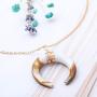 Jovono Boho Fashion Crescent Moon Pendants Necklaces Hammered Moon Necklace Jewelry for Women and Girls (Gold+Veins)