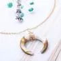 Jovono Boho Fashion Crescent Moon Pendants Necklaces Hammered Moon Necklace Jewelry for Women and Girls (Gold+Veins)