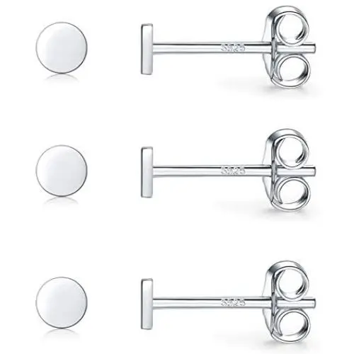 Sterling Silver Stud Earrings for Women Men Girls, 3 Pairs Tiny Flat Dot Earrings Set | Small Round Disc Stud Earrings Dainty Cartilage Tragus Circle Triangle Earrings(Silver/Gold/Rose Gold) Sterling Silver Stud Earrings for Women Men Girls, 3 Pairs Tiny Flat Dot Earrings Set | Small Round Disc Stud Earrings Dainty Cartilage Tragus Circle Triangle Earrings(Silver/Gold/Rose Gold)