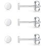 Sterling Silver Stud Earrings for Women Men Girls, 3 Pairs Tiny Flat Dot Earrings Set | Small Round Disc Stud Earrings Dainty Cartilage Tragus Circle Triangle Earrings(Silver/Gold/Rose Gold)