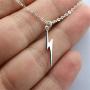 Artmiss Lightning Bolt Pendant Necklace Women Simple Charm Bar Choker Chain Jewelry for Girls (Silver)