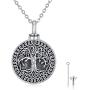 Waysles Rose Flower/Tree of Life/Photo Urn Necklace S925 Sterling Silver Cremation Jewelry Vintage Oxidized Memorial Pendant Necklace Family Jewelry with Fill Kit and Gift Box