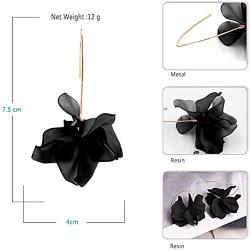 Boho Rose Petal Dangle Resin Earrings - Long Drop Acrylic Tiered Flower Earrings - Statement Exaggerated Floral Tassel Earrings for Women and Girls