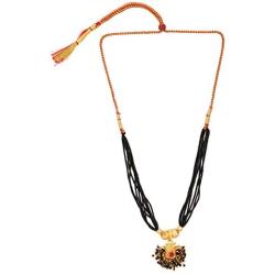 Efulgenz Indian Bollywood Antique Traditional Gold Plated Thushi Mangalsutra Pendant Necklace Set Jewelry for Women