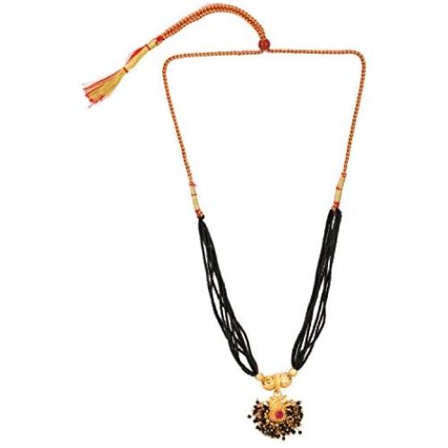 Efulgenz Indian Bollywood Antique Traditional Gold Plated Thushi Mangalsutra Pendant Necklace Set Jewelry for Women