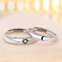 Beydodo 925 Sterling Silver Rings Engagement Couple Rings Sun and Moon 2In1 I Love You Rings Adjustable Custom