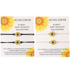 4 Pack Handmade Sunflower Bracelet Friendship Jewelry for Women Girl