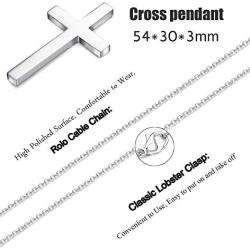 FIBO STEEL Stainless Steel Cross Pendant Chain Necklace for Men Women, 22-30 Inches