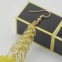 Raffia Filigree Drop Earrings Boho Pom Pom Gold Filigree Dangle Earrings Delicate Spiral Threader Earrings for Women Girls