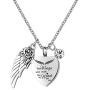 LuxglitterLin Angel Wing Charm Heart Love Urn Necklace for Ashes 12 Colors Birthstone Cremation Jewelry Memorial Pendant-Your Wings were Ready But My Heart was Not