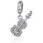 for Pandora Musical Charm Guitar Charm Authentic 925 Sterling Silver Beads Women Bracelet Charm Love Music Dangle Charm Birthday Christmas Charm Bead (Violin Charms)