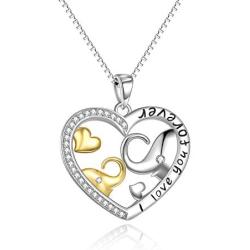 YFN 925 Sterling Silver Mom Horse Elephant Sloth Heart Pendant Necklace Christmas Day Jewelry Gift for Women