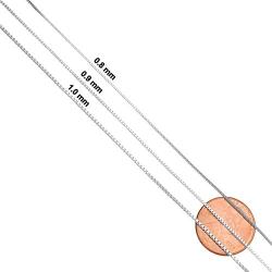 KoolJewelry Sterling Silver Box Chain Necklace For Women 16-30 Inch (0.8 mm, 0.9 mm or 1 mm)