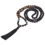 GVUSMIL 108 Mala Beads Necklace Natural Healing Energy Gemstone Charm Jewelry for Buddhist Prayer Rosary Meditation Hand Knitted Beaded Tassel Necklace