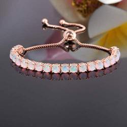 CiNily Adjustable Silver Plated Opal Tennis Bracelet for Women Girls - Fashion Jewelry Gift | Opal Bracelets in Sterling Silver,Rose Gold and Yellow Gold Plating