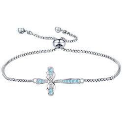 YL Cross Bracelet 925 Sterling Silver Infinity Sideways Bracelet Religious Jewelry Christian Baptism Gift