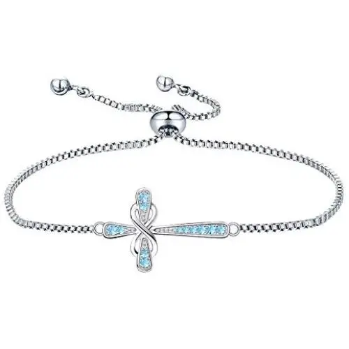 YL Cross Bracelet 925 Sterling Silver Infinity Sideways Bracelet Religious Jewelry Christian Baptism Gift YL Cross Bracelet 925 Sterling Silver Infinity Sideways Bracelet Religious Jewelry Christian Baptism Gift