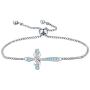 YL Cross Bracelet 925 Sterling Silver Infinity Sideways Bracelet Religious Jewelry Christian Baptism Gift