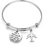 BAUNA Flight Attendant Gift Pilot Gift She Believed She Could So She Did Inspirational Bracelets Aviation Jewelry Graduation Gift for Flight School Student