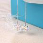 Cat Eye Jewels S925 Sterling Silver Swarovski Elements Crystal Dangle Stud Earrings for Women Girls