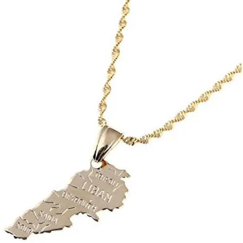 Lebanon Country Map Pendant Necklaces Gold Color Jewelry Liban Maps of Lebanese Lebanon Country Map Pendant Necklaces Gold Color Jewelry Liban Maps of Lebanese