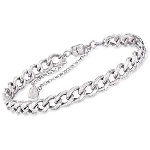 Ross-Simons Italian Sterling Silver 6.3mm Curb-Link Bracelet With Magnetic Clasp